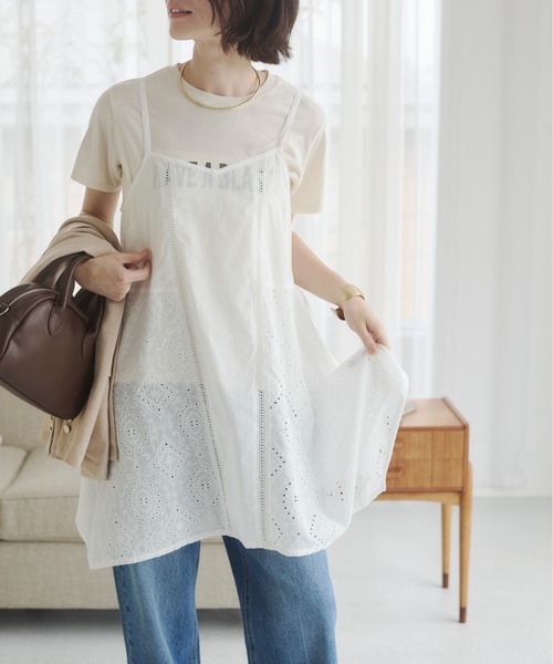 ANGIE（アンジー）の「コットン 刺繍 レース キャミソール チュニック（キャミソール・レディース・ブラック/オフホワイト・FREE）」の12枚目の写真