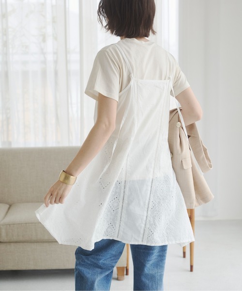 ANGIE（アンジー）の「コットン 刺繍 レース キャミソール チュニック（キャミソール・レディース・ブラック/オフホワイト・FREE）」の13枚目の写真
