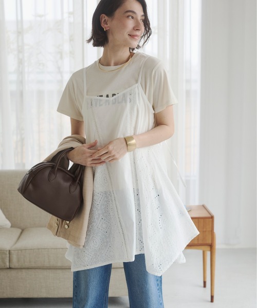 ANGIE（アンジー）の「コットン 刺繍 レース キャミソール チュニック（キャミソール・レディース・ブラック/オフホワイト・FREE）」の11枚目の写真