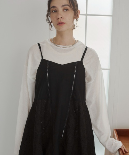 ANGIE（アンジー）の「コットン 刺繍 レース キャミソール チュニック（キャミソール・レディース・ブラック/オフホワイト・FREE）」の22枚目の写真