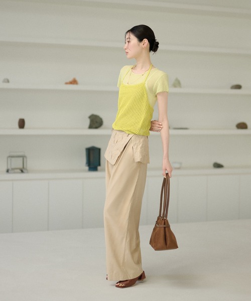LAULEN（ローレン）の「mesh halter neck knit tops /メッシュホルターネックニットトップス（キャミソール・レディース・ブラック/イエロー/ブルー/アイボリー・FREE）」の10枚目の写真