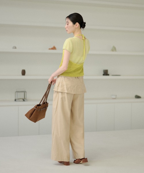 LAULEN（ローレン）の「mesh halter neck knit tops /メッシュホルターネックニットトップス（キャミソール・レディース・ブラック/イエロー/ブルー/アイボリー・FREE）」の11枚目の写真
