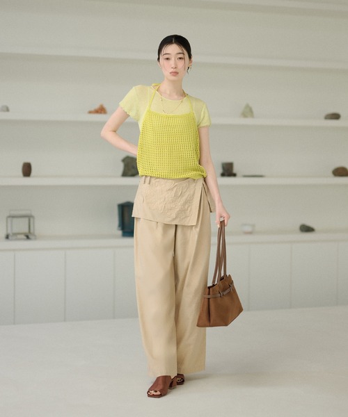 LAULEN（ローレン）の「mesh halter neck knit tops /メッシュホルターネックニットトップス（キャミソール・レディース・ブラック/イエロー/ブルー/アイボリー・FREE）」の13枚目の写真