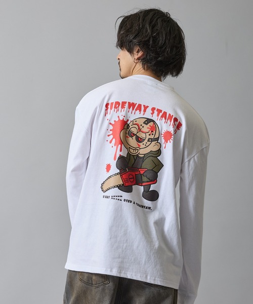 SIDEWAY STANCE(サイドウェイスタンス)の「【SIDEWAY STANCE】グラフィック プリント ロンT(Tシャツ/カットソー・メンズ・ブラック系/ブラック/ブラック系4/ホワイト系5/ホワイト系3/ホワイト系1/ホワイト系/ホワイト系7/ブラック系7/ブラック系6/ブラック系5/ホワイト系2/ホワイト/ブラック系3/ブラック系1/ホワイト系6/ホワイト系4/ブラック系2・X-LARGE/MEDIUM/SMALL/LARGE)」の4枚目の写真