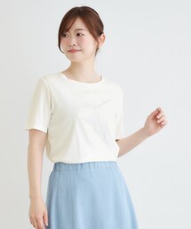 【接触冷感/UVカット/洗える／立体モチーフ／コットン100％】ランズウィック柄Tシャツ