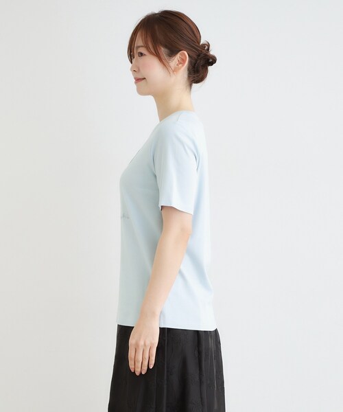 LAURA ASHLEY(ローラアシュレイ)の「【接触冷感/UVカット/洗える/立体モチーフ/コットン100%】ランズウィック柄Tシャツ(Tシャツ/カットソー・レディース・サックスブルー系/ブラック系/ホワイト系3・40/38)」の12枚目の写真