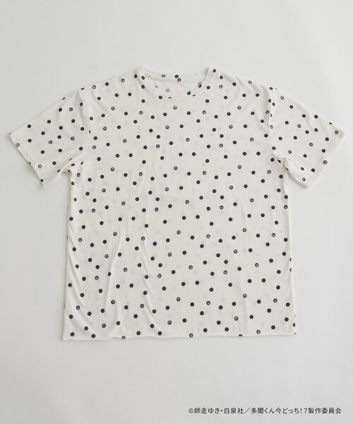 natural couture(ナチュラルクチュール)の「〈多聞くん今どっち!?コラボ〉オリジナルゴミドットセルフカットT(Tシャツ/カットソー・レディース・スミクロ/オフホワイト・FREE)」の1枚目の写真