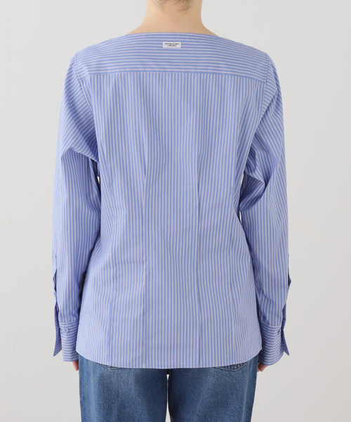 journal standard L'essage（ジャーナルスタンダードレサージュ）の「【JANE SMITH/ジェーンスミス】STRIPE WASHED COTTON BROAD：ブラウス（シャツ/ブラウス・レディース・ブルー・38）」の9枚目の写真