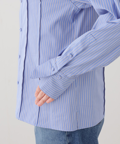 journal standard L'essage（ジャーナルスタンダードレサージュ）の「【JANE SMITH/ジェーンスミス】STRIPE WASHED COTTON BROAD：ブラウス（シャツ/ブラウス・レディース・ブルー・38）」の8枚目の写真