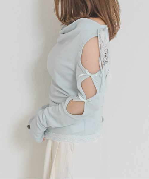 31 Sons de mode（トランテアン　ソン　ドゥ　モード）の「2026春夏新作 一部店舗限定 ドレープリボントップス（Tシャツ/カットソー・レディース・イエロー/ブルー・ﾌﾘ-）」の7枚目の写真