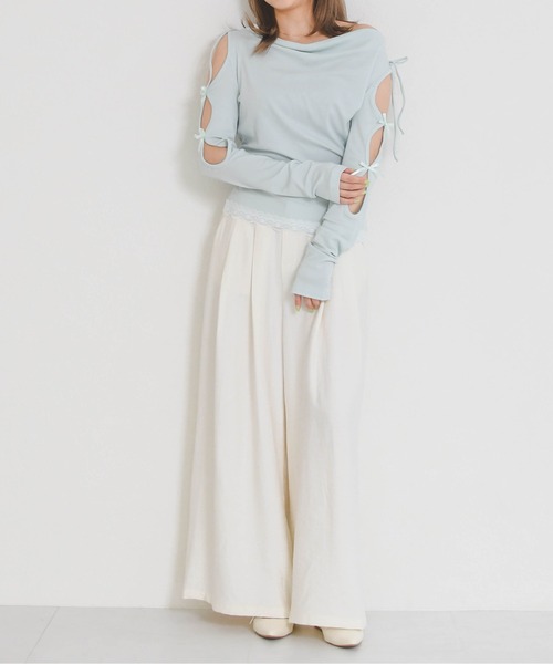 31 Sons de mode（トランテアン　ソン　ドゥ　モード）の「2026春夏新作 一部店舗限定 ドレープリボントップス（Tシャツ/カットソー・レディース・イエロー/ブルー・ﾌﾘ-）」の9枚目の写真