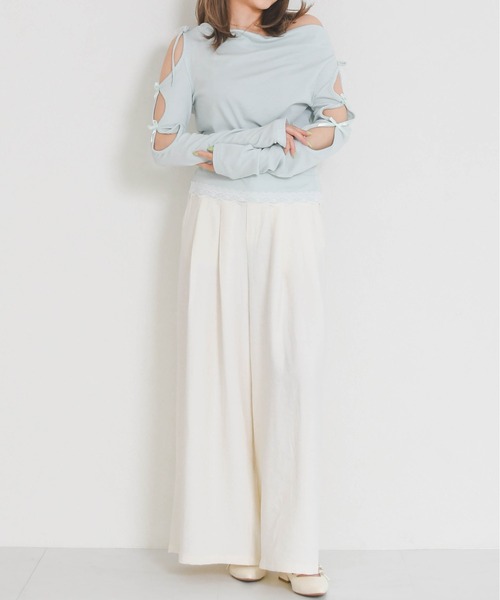 31 Sons de mode（トランテアン　ソン　ドゥ　モード）の「2026春夏新作 一部店舗限定 ドレープリボントップス（Tシャツ/カットソー・レディース・イエロー/ブルー・ﾌﾘ-）」の11枚目の写真