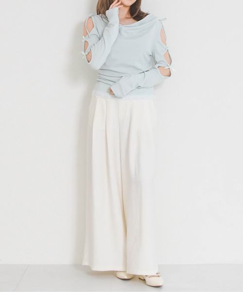 31 Sons de mode（トランテアン　ソン　ドゥ　モード）の「2026春夏新作 一部店舗限定 ドレープリボントップス（Tシャツ/カットソー・レディース・イエロー/ブルー・ﾌﾘ-）」の8枚目の写真