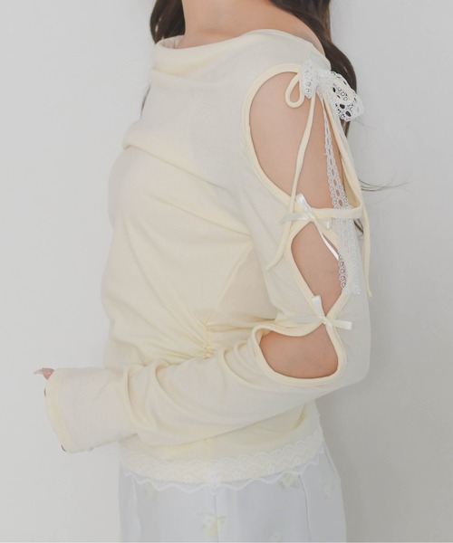 31 Sons de mode（トランテアン　ソン　ドゥ　モード）の「2026春夏新作 一部店舗限定 ドレープリボントップス（Tシャツ/カットソー・レディース・イエロー/ブルー・ﾌﾘ-）」の20枚目の写真