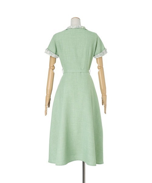 an another angelus（アンアナザーアンジェラス）の「レース使いオープンカラーワンピース/fint フィント（ワンピース・レディース・ライトグリーン/クリーム・FREE）」の20枚目の写真