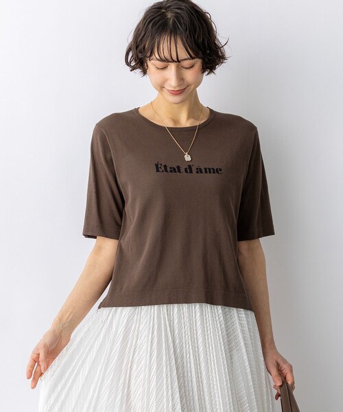 23区 L(ニジュウサンクオオキイサイズ)の「インターシャロゴ レターニット(ニット/セーター・レディース・スカイブルー系/ネイビー系/ホワイト系/ブラウン系・44/46)」の2枚目の写真