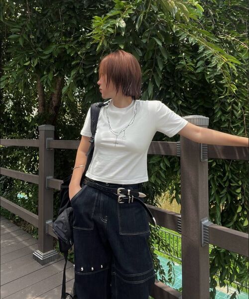 TRIPSHOP(トリップショップ)の「ヒプノチェーンクロップ半袖Tシャツ(Tシャツ/カットソー・レディース・ホワイト・SMALL/MEDIUM)」の7枚目の写真