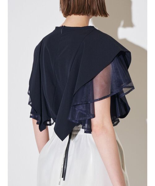 ELENDEEK(エレンディーク)の「メッシュレイヤードスリーブブラウス(シャツ/ブラウス・レディース・ネイビー/ブラック/オフホワイト・FREE)」の7枚目の写真