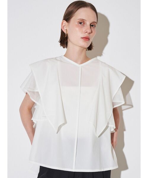 ELENDEEK(エレンディーク)の「メッシュレイヤードスリーブブラウス(シャツ/ブラウス・レディース・ネイビー/ブラック/オフホワイト・FREE)」の12枚目の写真