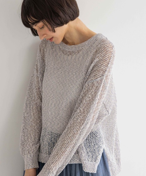 studio CLIP(スタディオクリップ)の「《natural by clip》5ゲージコードヤーン透かしプルオーバー(Tシャツ/カットソー・レディース・オレンジ/ベージュ/ブルー・FREE)」の18枚目の写真