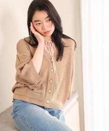 mysty woman | 7GVネックメッシュニットカーディガン 679305(カーディガン/ボレロ)