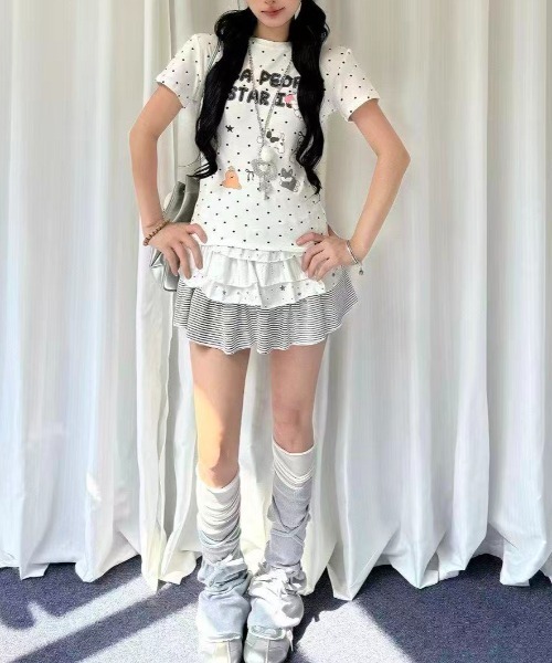 Achic(アシック)の「ドット×キャラクタープリント コンパクトTシャツ(Tシャツ/カットソー・レディース・ホワイト・M)」の3枚目の写真