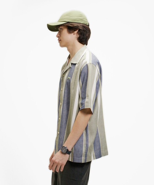 LACOSTE(ラコステ)の「ビッグストライプ リネンブレンドオープンカラーシャツ(シャツ/ブラウス・メンズ・ネイビー/アイボリー・38/41/39/40)」の10枚目の写真