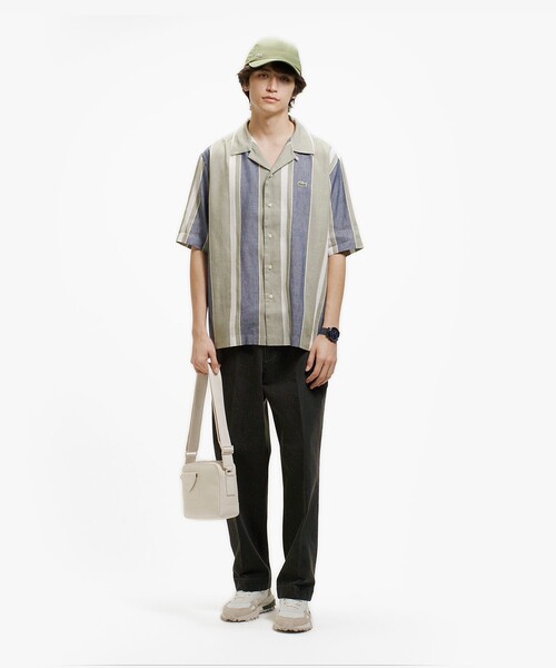 LACOSTE(ラコステ)の「ビッグストライプ リネンブレンドオープンカラーシャツ(シャツ/ブラウス・メンズ・ネイビー/アイボリー・38/41/39/40)」の11枚目の写真