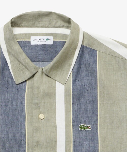 LACOSTE(ラコステ)の「ビッグストライプ リネンブレンドオープンカラーシャツ(シャツ/ブラウス・メンズ・ネイビー/アイボリー・38/41/39/40)」の13枚目の写真