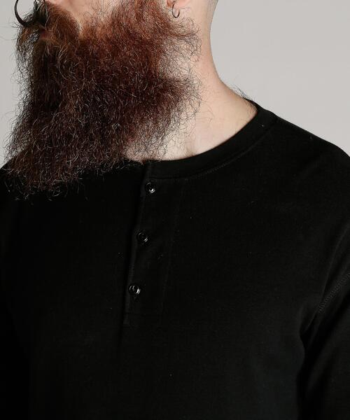 Schott（ショット）の「Schott/ショット/KNITTING HENLEY LS T-SHIRT/ニット ヘンリーロンT（Tシャツ/カットソー・メンズ・キナリ/ブラック・L/2XL/M/XL）」の6枚目の写真
