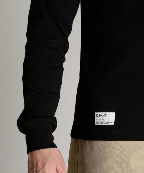 Schott（ショット）の「Schott/ショット/KNITTING HENLEY LS T-SHIRT/ニット ヘンリーロンT（Tシャツ/カットソー・メンズ・キナリ/ブラック・L/2XL/M/XL）」の8枚目の写真