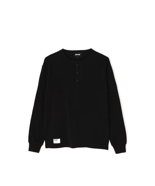 Schott（ショット）の「Schott/ショット/KNITTING HENLEY LS T-SHIRT/ニット ヘンリーロンT（Tシャツ/カットソー・メンズ・キナリ/ブラック・L/2XL/M/XL）」の9枚目の写真