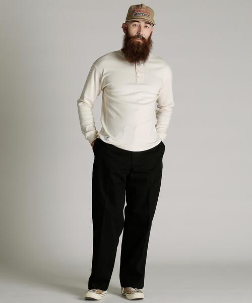 Schott（ショット）の「Schott/ショット/KNITTING HENLEY LS T-SHIRT/ニット ヘンリーロンT（Tシャツ/カットソー・メンズ・キナリ/ブラック・L/2XL/M/XL）」の12枚目の写真