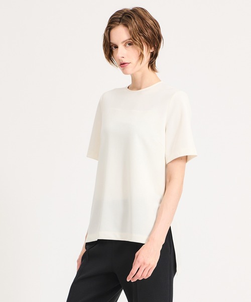 ESTNATION(エストネーション)の「ESTNATION / バックジップ クルーネックブラウス(Tシャツ/カットソー・レディース・ホワイト/ブラック・FREE)」の8枚目の写真