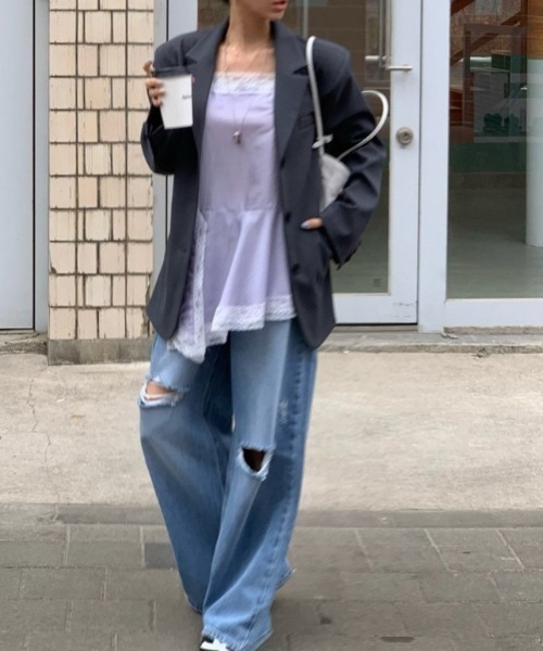 FREE STYLISTS（フリー スタイリスト）の「YUGA_YGMC　　Korean-style　　Lace camisole（キャミソール・レディース・ブラック/ラベンダー/ホワイト・FREE）」の15枚目の写真