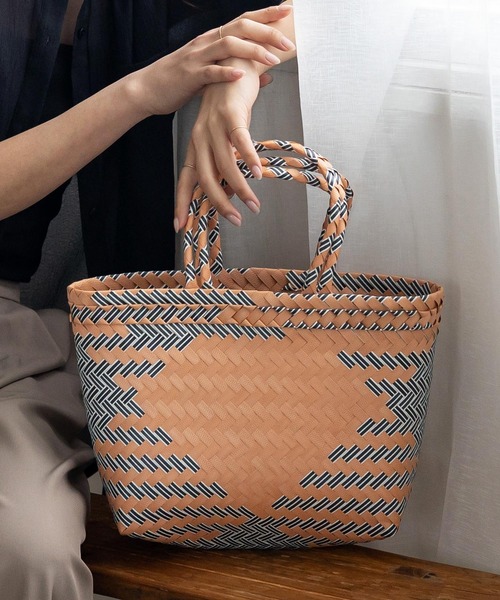VitaFelice(ヴィータフェリーチェ)の「パサールバッグミックス(S)(かごバッグ・レディース・グリーン系/オレンジ/イエロー×グレー/ブルー系/パープル・FREE)」の5枚目の写真