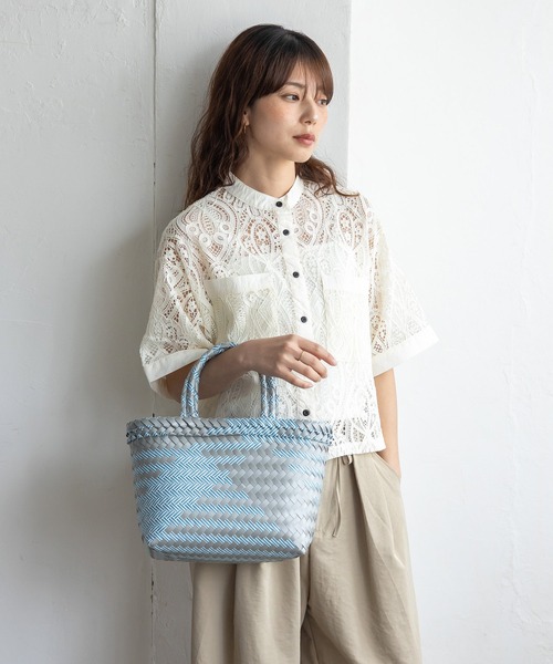 VitaFelice(ヴィータフェリーチェ)の「パサールバッグミックス(S)(かごバッグ・レディース・グリーン系/オレンジ/イエロー×グレー/ブルー系/パープル・FREE)」の12枚目の写真