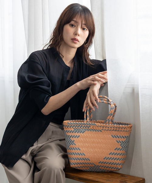 VitaFelice(ヴィータフェリーチェ)の「パサールバッグミックス(S)(かごバッグ・レディース・グリーン系/オレンジ/イエロー×グレー/ブルー系/パープル・FREE)」の15枚目の写真