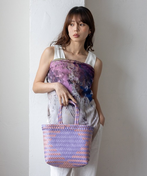 VitaFelice(ヴィータフェリーチェ)の「パサールバッグミックス(S)(かごバッグ・レディース・グリーン系/オレンジ/イエロー×グレー/ブルー系/パープル・FREE)」の9枚目の写真