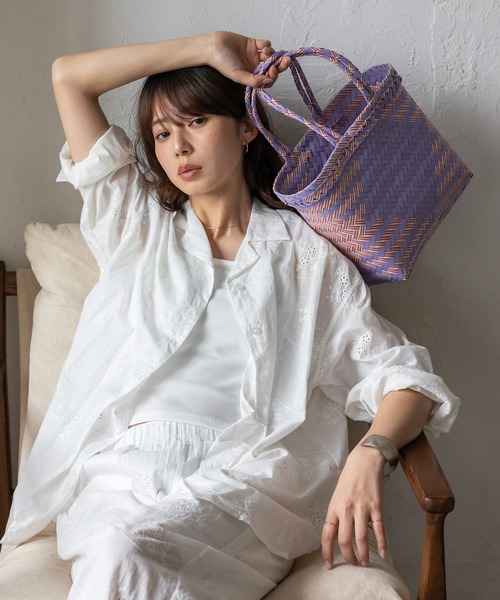 VitaFelice(ヴィータフェリーチェ)の「パサールバッグミックス(S)(かごバッグ・レディース・グリーン系/オレンジ/イエロー×グレー/ブルー系/パープル・FREE)」の10枚目の写真