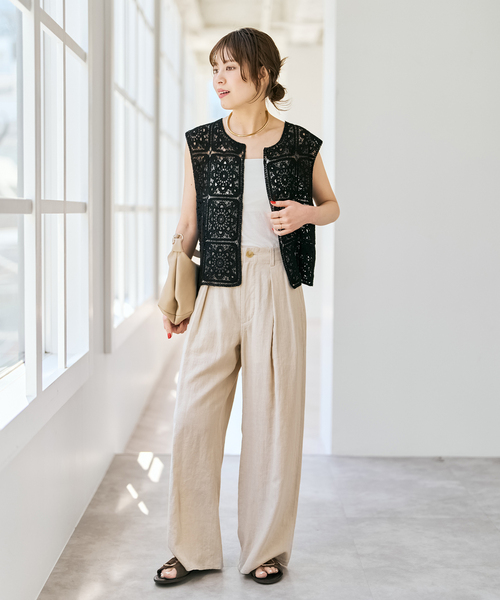 Spick & Span(スピックアンドスパン)の「クロッシェベスト(ベスト・レディース・ホワイト/ブラック・FREE)」の3枚目の写真