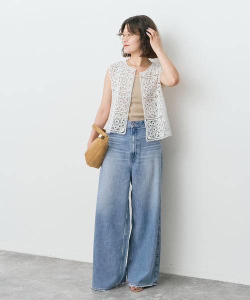 Spick & Span(スピックアンドスパン)の「クロッシェベスト(ベスト・レディース・ホワイト/ブラック・FREE)」の4枚目の写真
