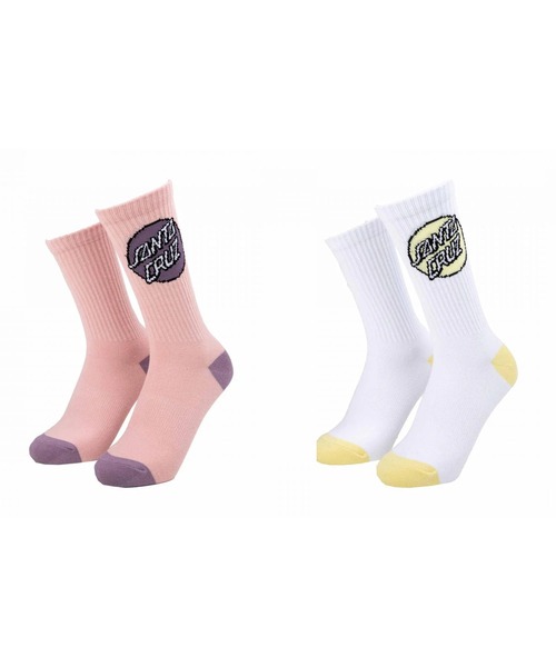 SANTA CRUZ(サンタクルーズ)の「SANTACRUZ/サンタクルーズ ソックス POP DOT SOCKS 2足組 502262931(ソックス/靴下・メンズ・ホワイト×ピンク・FREE)」の1枚目の写真