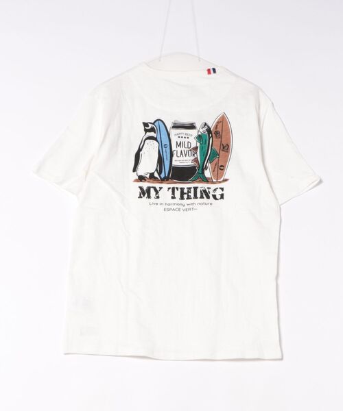go slow caravan(ゴースローキャラバン)の「ESPACE VERT/エスパスヴェール ペンギンサーフ S/S TEE(Tシャツ/カットソー・メンズ・ホワイト/ライトグリーン・MEDIUM/LARGE/X-LARGE)」の2枚目の写真