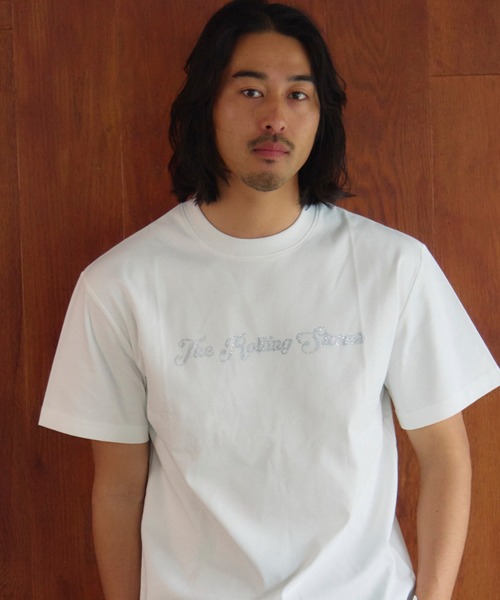 JACKROSE(ジャックローズ)の「B-TRS-シルケット天竺・ロゴ・ラインストーンSSTEE(Tシャツ/カットソー・メンズ・ホワイト/ブラック・M/L/XL)」の1枚目の写真