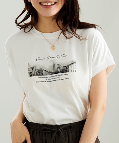 BELLUNA PLUS（ベルーナ）の「サラリ綿混！ゆったりドルマンプルオーバー（Tシャツ/カットソー・レディース・グレイッシュブルー/ピンク/オフホワイト/ブラウン/チャコール・X-LARGE/MEDIUM/LARGE）」の2枚目の写真
