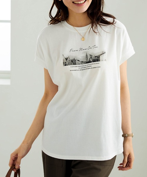BELLUNA PLUS（ベルーナ）の「サラリ綿混！ゆったりドルマンプルオーバー（Tシャツ/カットソー・レディース・グレイッシュブルー/ピンク/オフホワイト/ブラウン/チャコール・X-LARGE/MEDIUM/LARGE）」の6枚目の写真