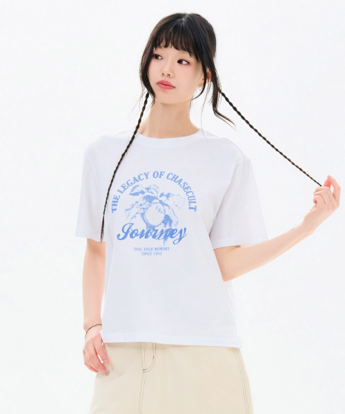 CHASECULT(チェイスカルト)の「レディースフルーツドローイング半袖Tシャツ-FBZG5852C01(Tシャツ/カットソー・レディース・ホワイト・85/90/95)」の3枚目の写真