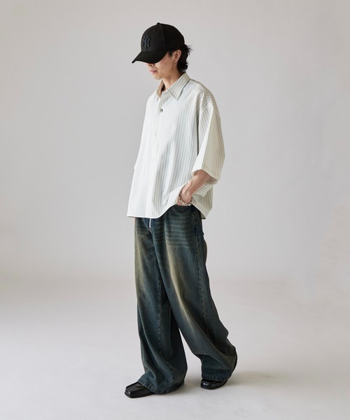 Lui's(ルイス)の「【Neucon】WIDE SLEEVE PINSTRIPE OVER SHIRT / ワイドスリーブピンストライプオーバーシャツ(シャツ/ブラウス・メンズ・ブラック/ホワイト/ネイビー・1/2)」の21枚目の写真