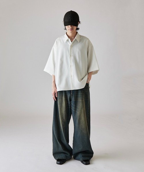 Lui's(ルイス)の「【Neucon】WIDE SLEEVE PINSTRIPE OVER SHIRT / ワイドスリーブピンストライプオーバーシャツ(シャツ/ブラウス・メンズ・ブラック/ホワイト/ネイビー・1/2)」の20枚目の写真